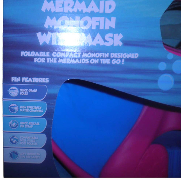 Kids' Mermaid Monofin with Mask & Fins, Pink/Blue, by Body Glove, NIB - Picture 8 of 12